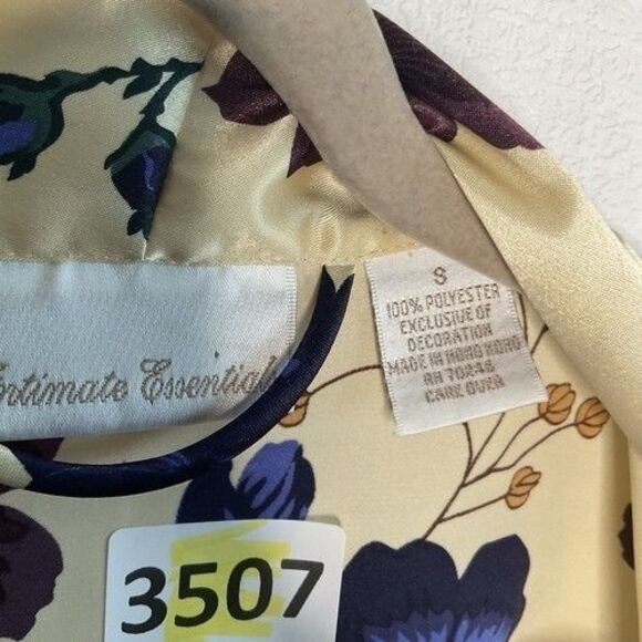 Vintage Intimate Essentials Cream/Beige Floral Satin Oversized Robe Size Small - Picture 4 of 9